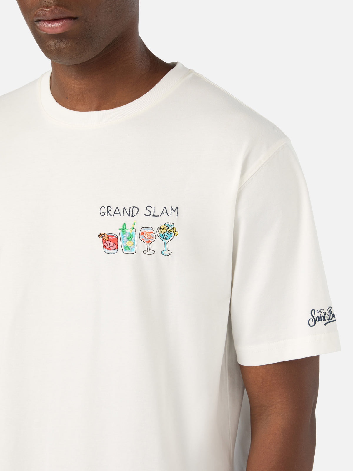 T-shirt off white in cotone Arnott con ricamo Grand Slam