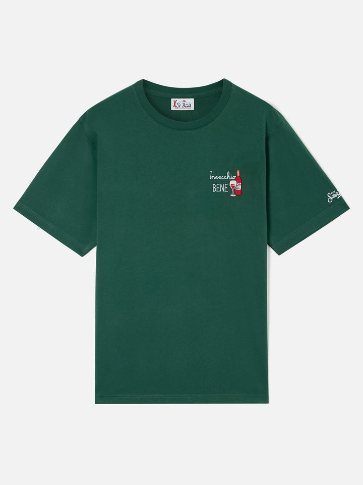 T-shirt Arnott verde in cotone con ricamo Invecchio Bene