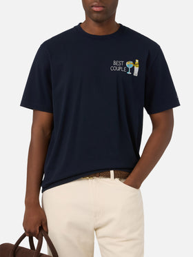 Camiseta de algodón blue Arnott en color navy con bordado I Only Need Gin | Special edition 
