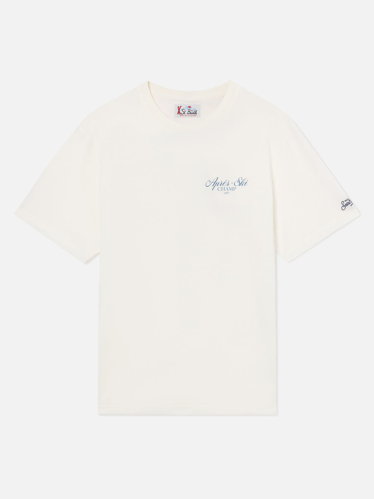 Camiseta blanca de algodón cálido Arnott con estampado Après Ski Champ en la espalda 
