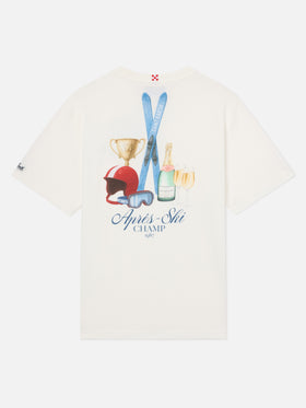 Camiseta blanca de algodón cálido Arnott con estampado Après Ski Champ en la espalda 