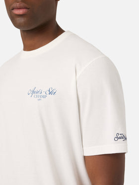 Camiseta blanca de algodón cálido Arnott con estampado Après Ski Champ en la espalda 