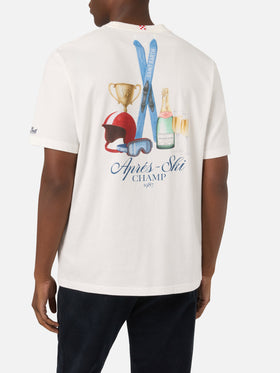 Camiseta blanca de algodón cálido Arnott con estampado Après Ski Champ en la espalda 