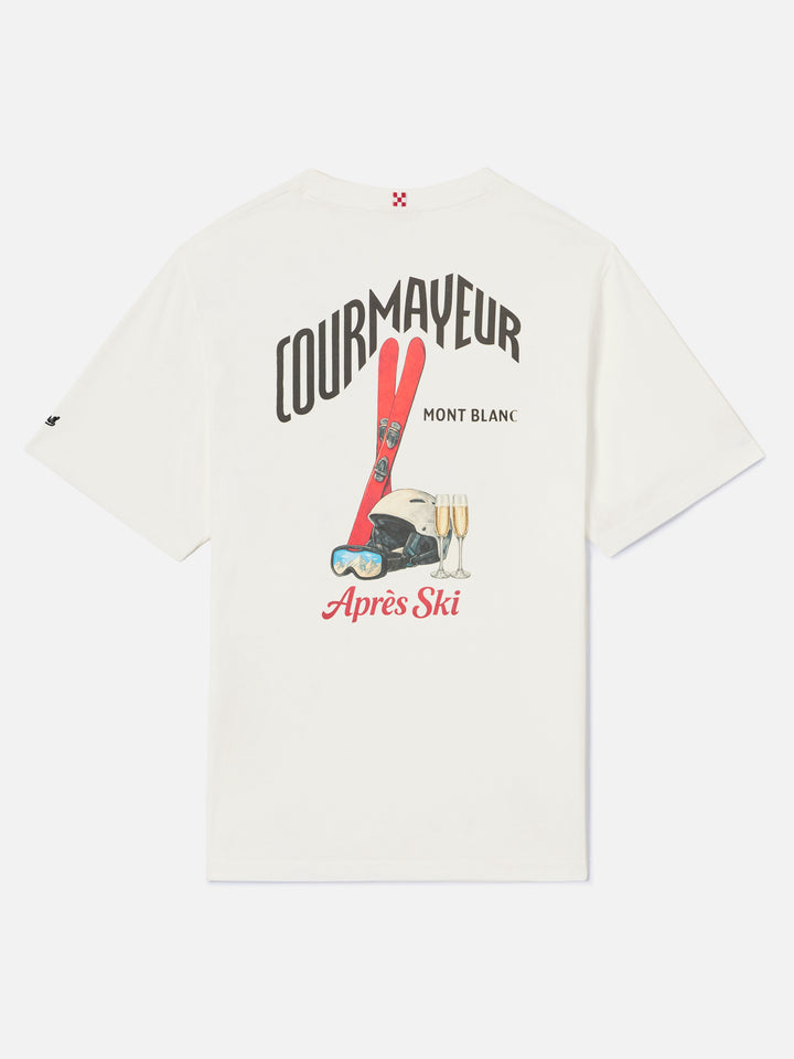 White Arnott Warm organic cotton t-shirt with back Courmayeur print | Special edition