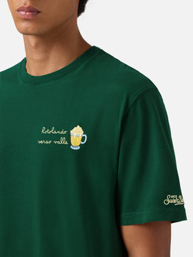 T-shirt Arnott warm touch in cotone verde con ricamo Rotolando verso valle