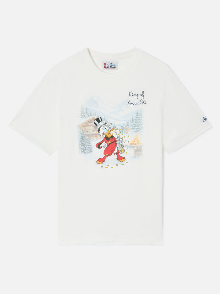 T-shirt Arnott Warm bianca in cotone organico con stampa Zio Paperone e ricamo King Of Après | Special edition