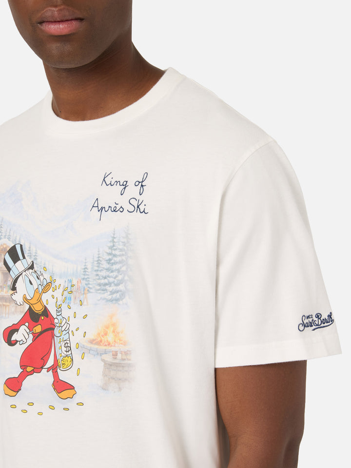 T-shirt Arnott Warm bianca in cotone organico con stampa Zio Paperone e ricamo King Of Après | Special edition