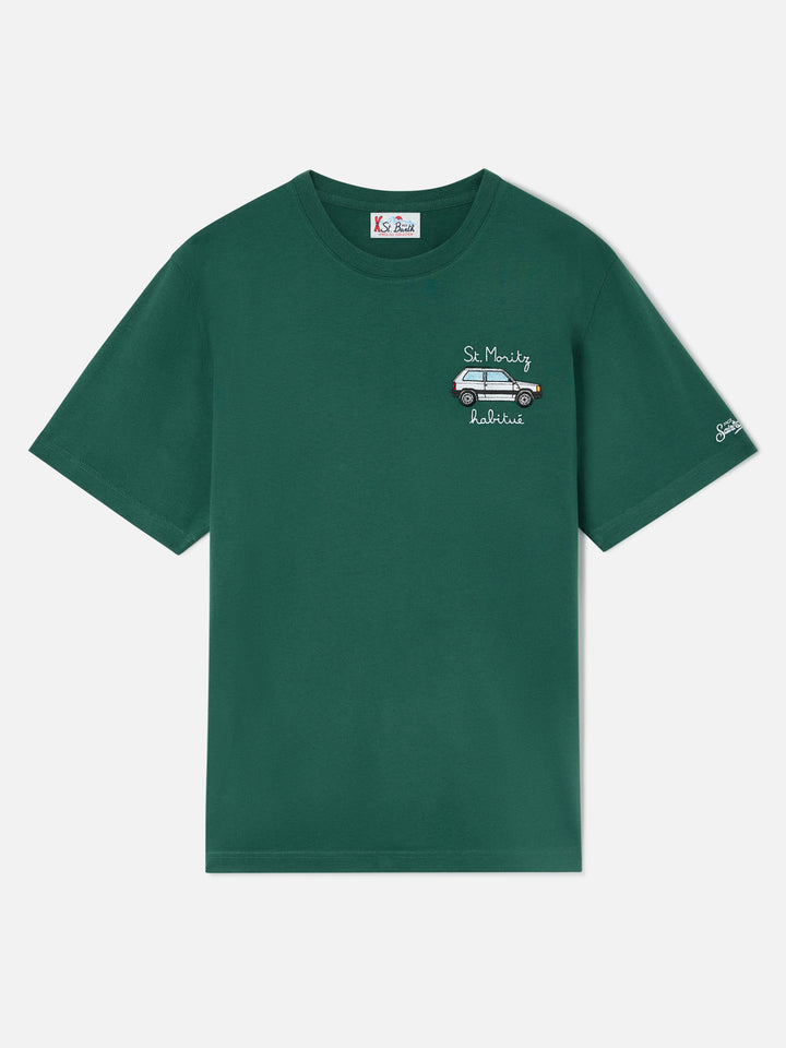 T-shirt Arnott Warm verde in cotone con ricamo St. Moritz Habitué | Special edition