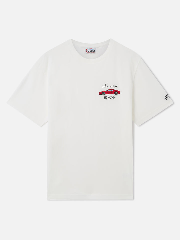 Arnott crewneck t-shirt in white with Solo Piste Rosse embroidery