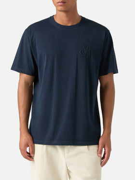 Camiseta de algodón Navy blue Arnott con monograma SB Legacy 