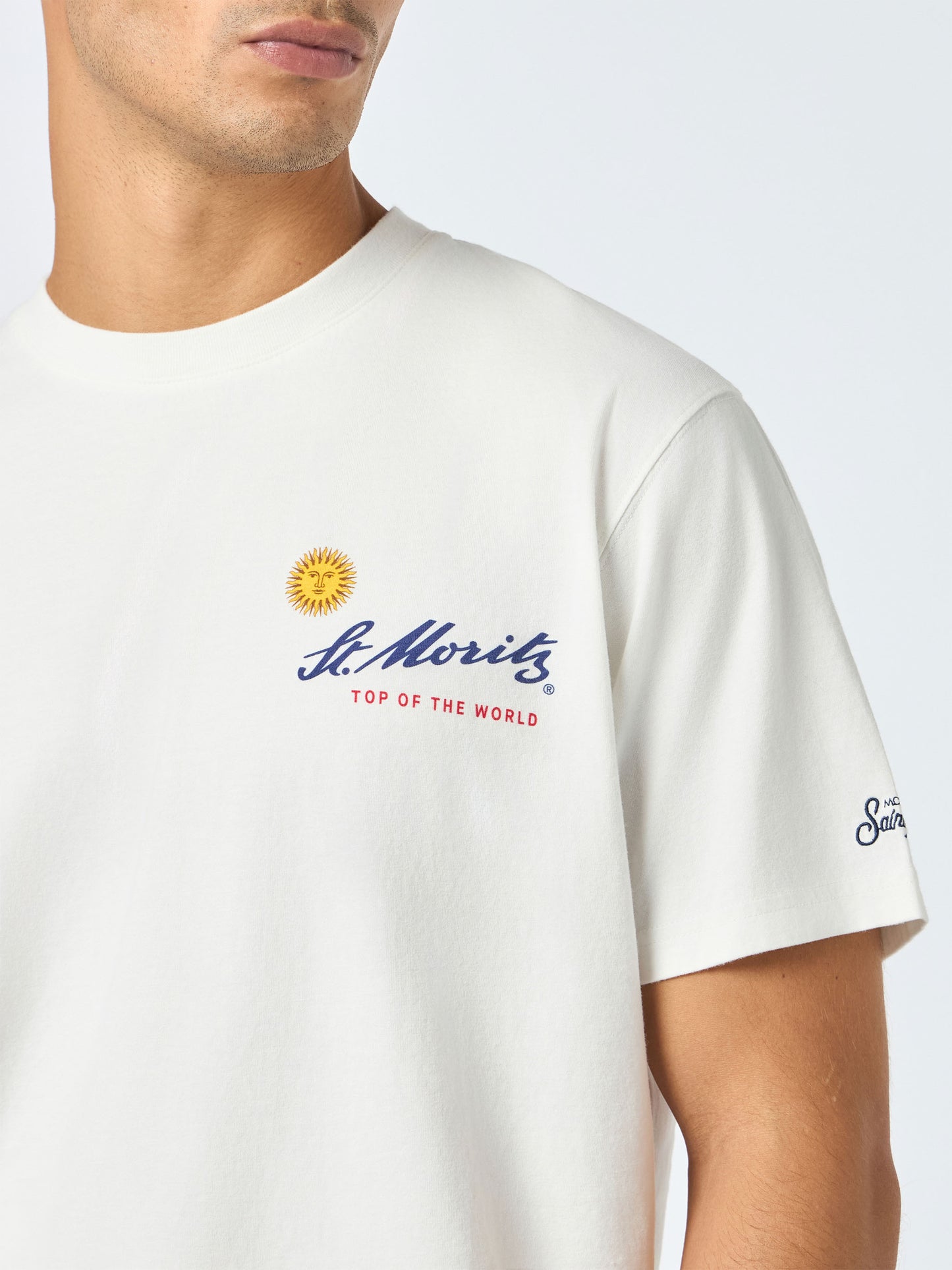 T-shirt da uomo in cotone pesante Arnott con stampa sole St. Moritz | ST. MORITZ TOP OF THE WORLD SPECIAL EDITION