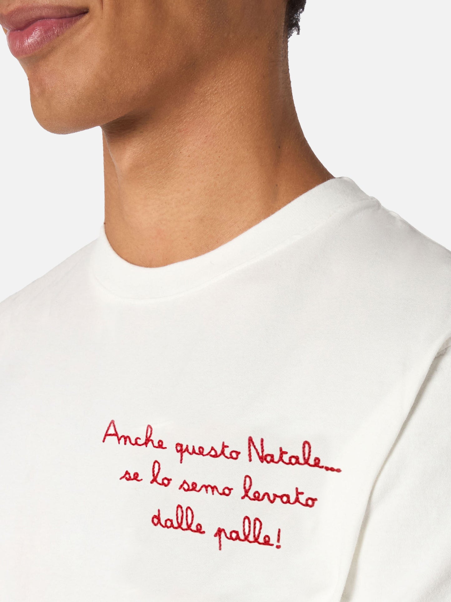 Man heavy cotton t-shirt Arnott with Anche questo Natale... embroidery | VACANZE DI NATALE SPECIAL EDITION - MC2 Saint Barth