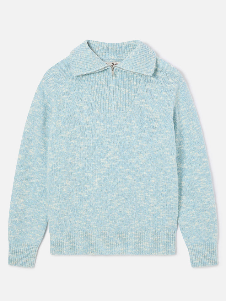 Jersey de lana Augustine blue ligero con media cremallera y bordado del logotipo 