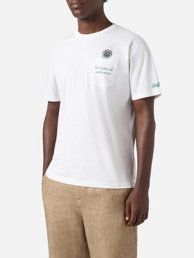 T-shirt Austin bianca con orologio e ricamo Va Tutto Al Contrario