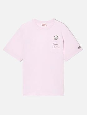 Camiseta Austin rosa con bordado watch y Platona Is The Best 