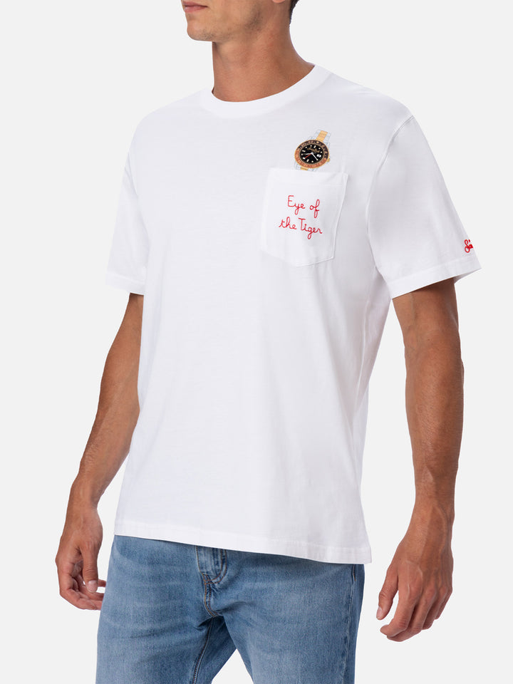 Cotton t-shirt Austin with embroidery and watch print