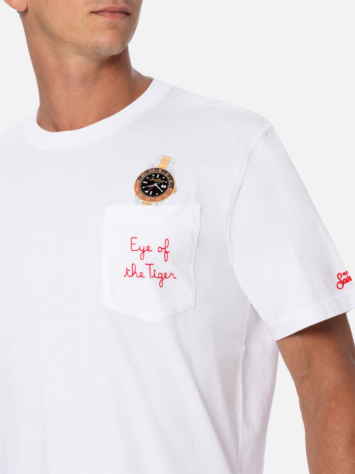 Cotton t-shirt Austin with embroidery and watch print