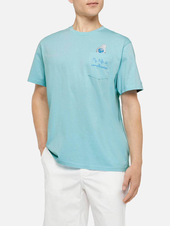 Cotton t-shirt Austin with embroidery and watch print - MC2 Saint Barth