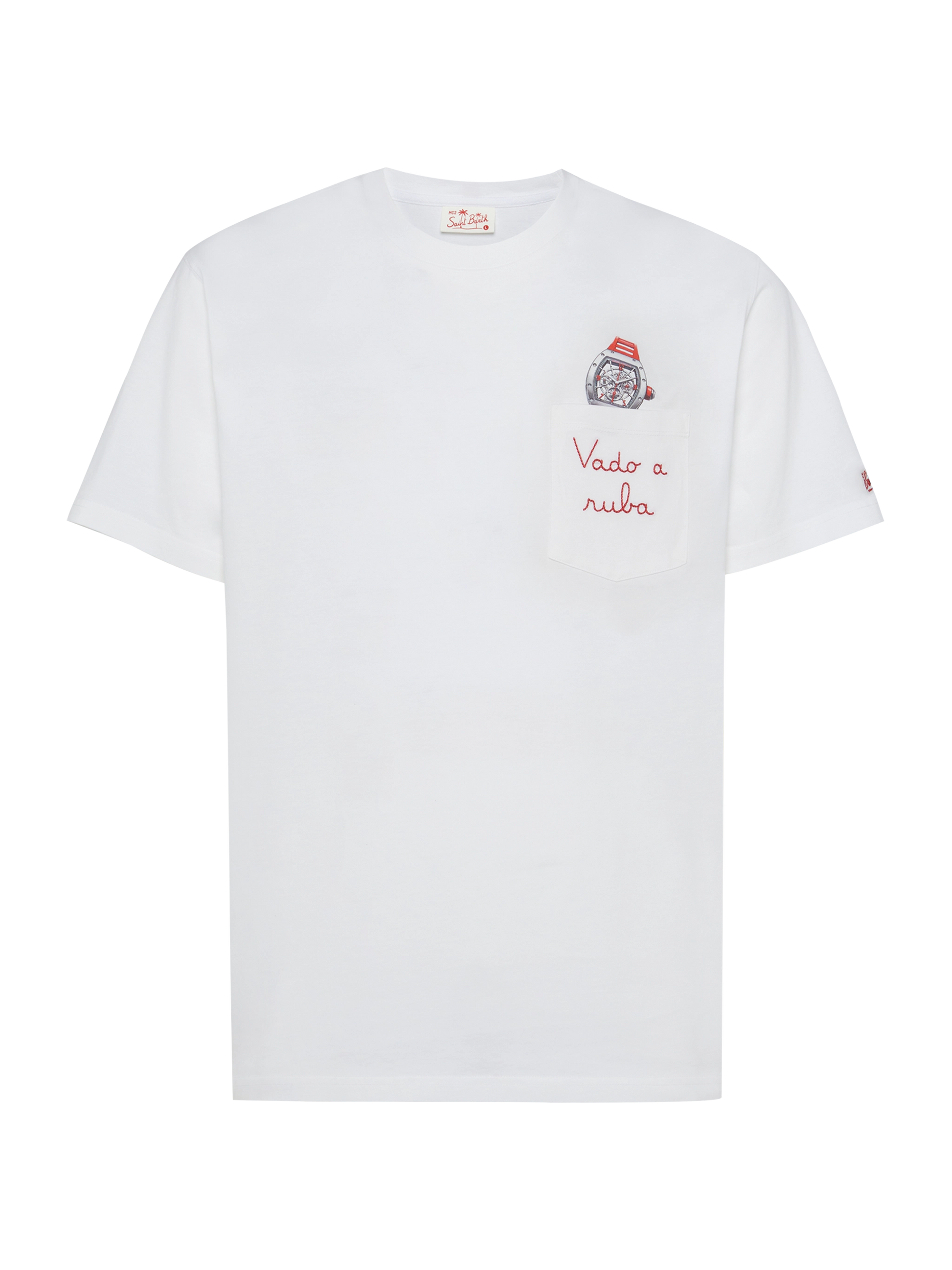 Cotton t-shirt Austin with embroidery and watch print - MC2 Saint Barth
