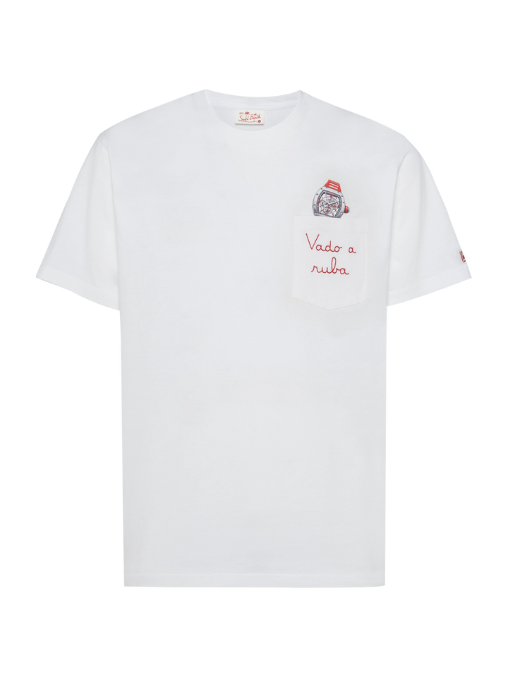 Cotton t-shirt Austin with embroidery and watch print - MC2 Saint Barth