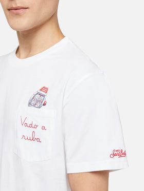 Cotton t-shirt Austin with embroidery and watch print - MC2 Saint Barth