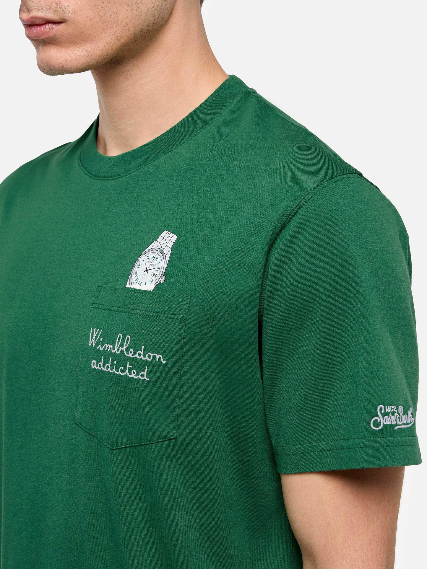 Cotton t-shirt Austin with embroidery and watch print - MC2 Saint Barth