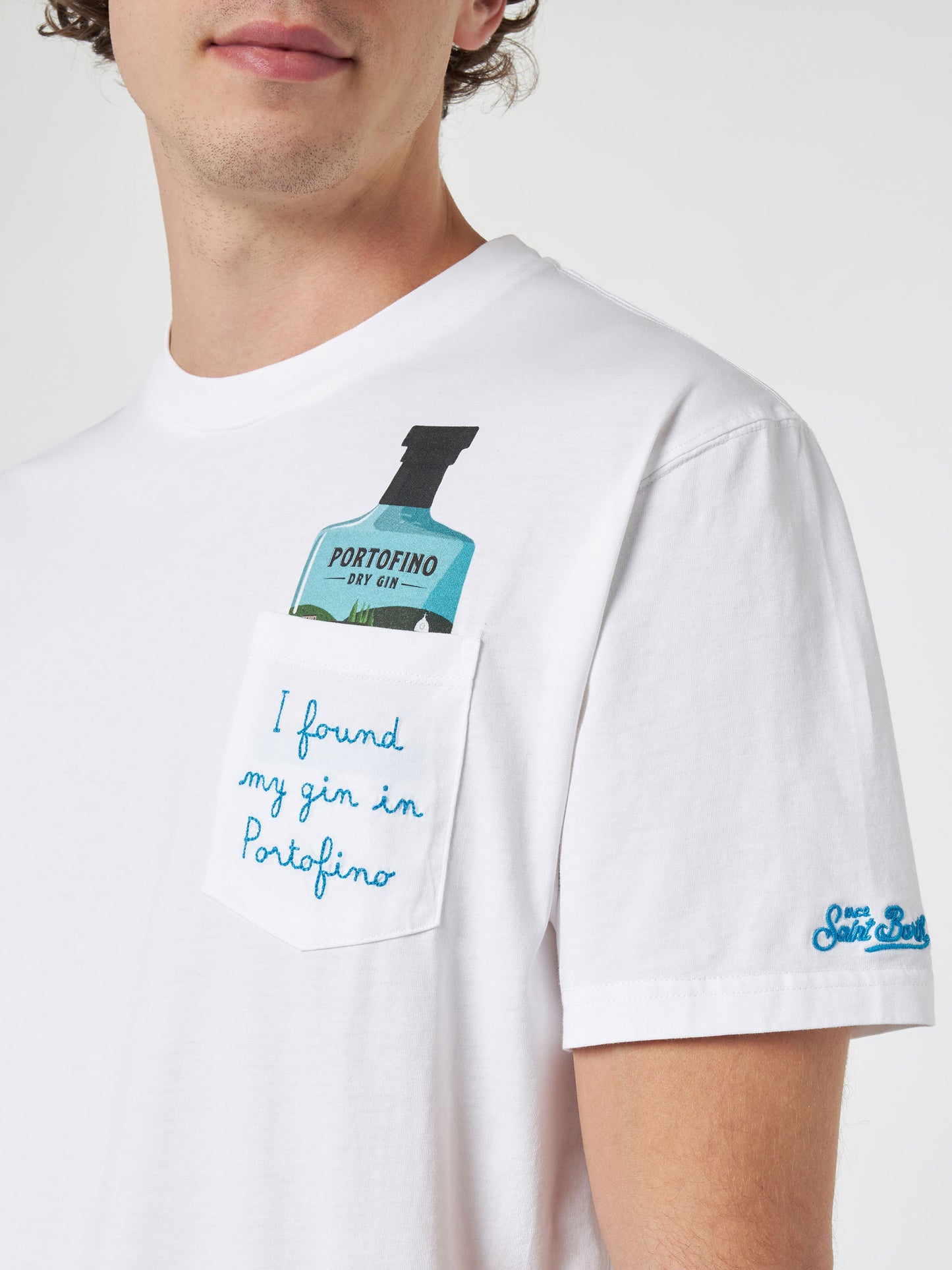 Man cotton t-shirt Austin with Portofino Gin embroidery | PORTOFINO DRY GIN SPECIAL EDITION - MC2 Saint Barth
