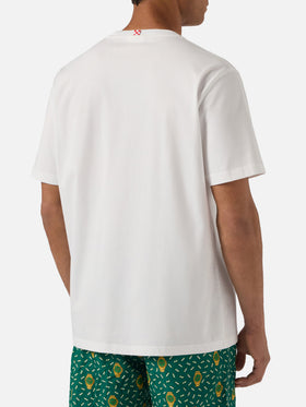Camiseta Austin blanca con reloj y bordado Golden Power 