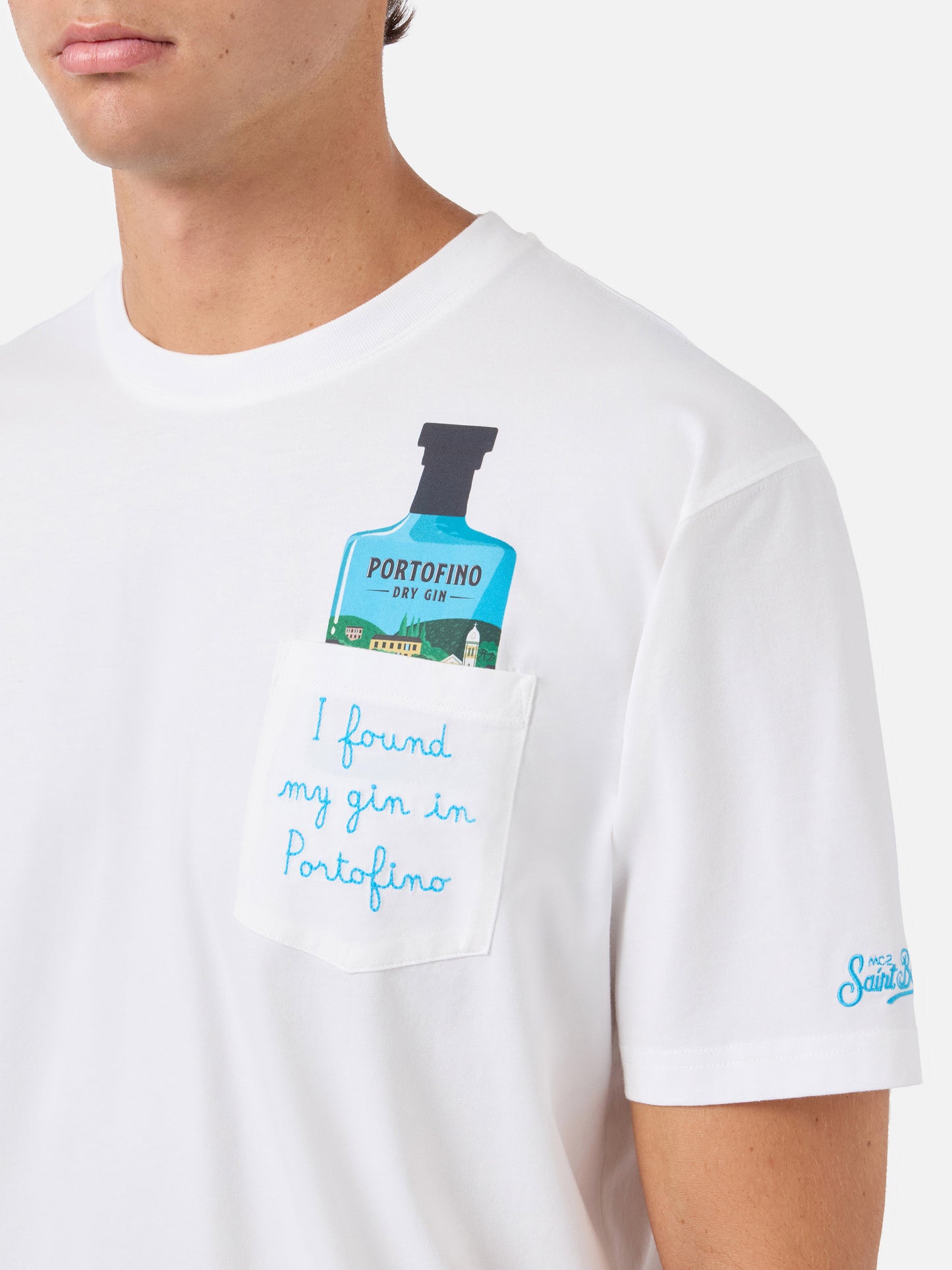 T-shirt Austin bianca con ricamo Portofino Dry Gin | PORTOFINO DRY GIN SPECIAL EDITION
