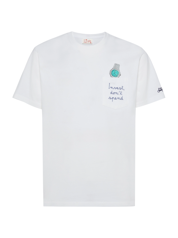 Cotton t-shirt Austin with embroidery and watch print - MC2 Saint Barth