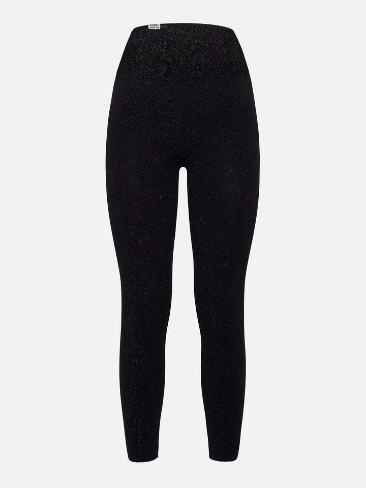 Leggings neri in lurex Avice