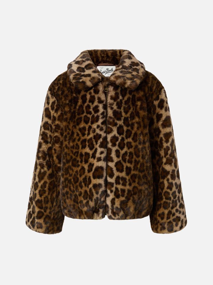 Aveline faux-fur jacket with leopard print