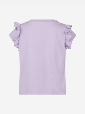 Girl cotton t-shirt with flounce and embroidery - MC2 Saint Barth