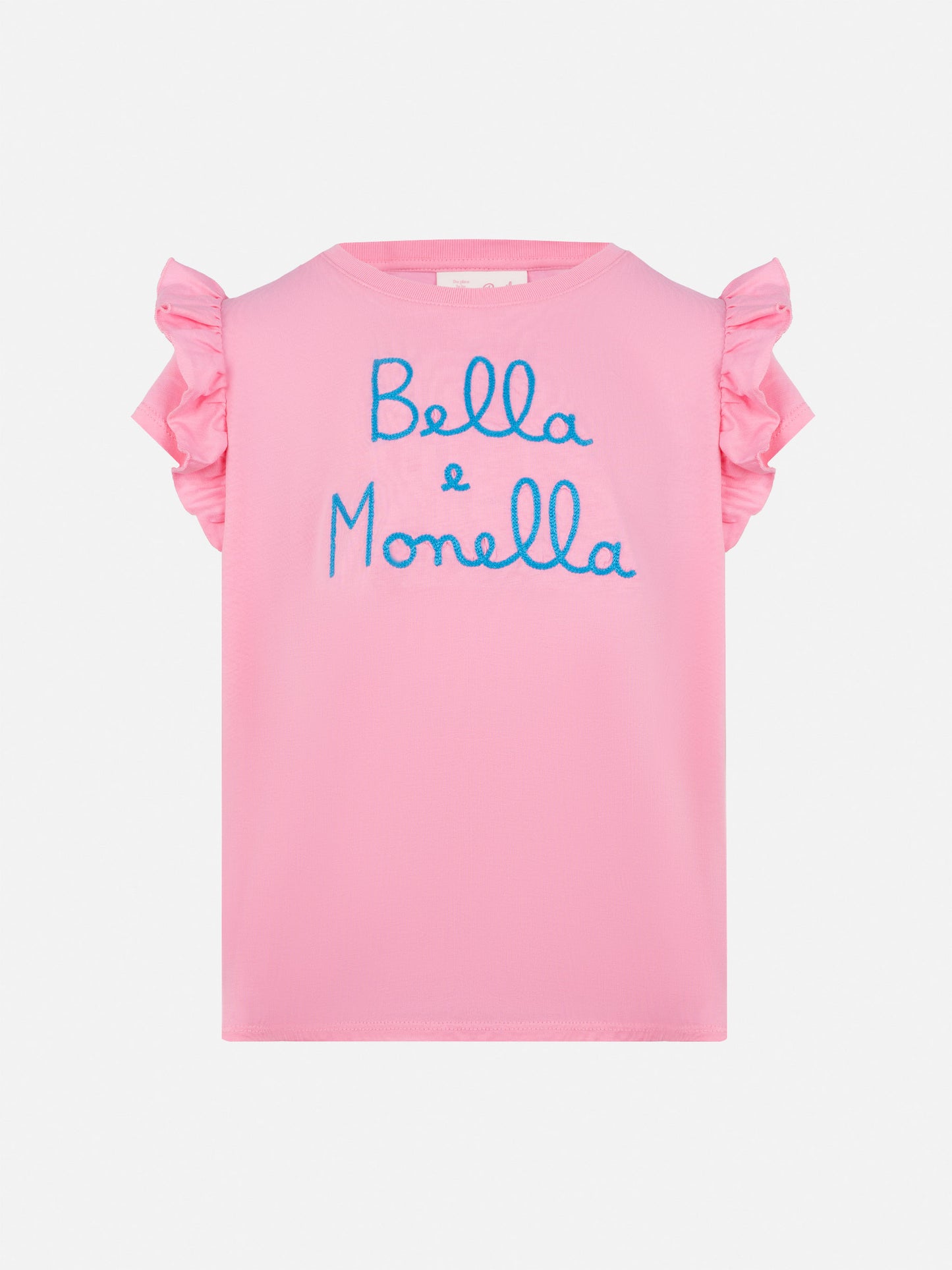 Cotton t-shirt Baby with flounce and Bella e Monella embroidery