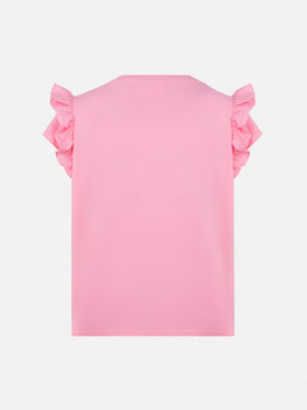 Cotton t-shirt Baby with flounce and Bella e Monella embroidery