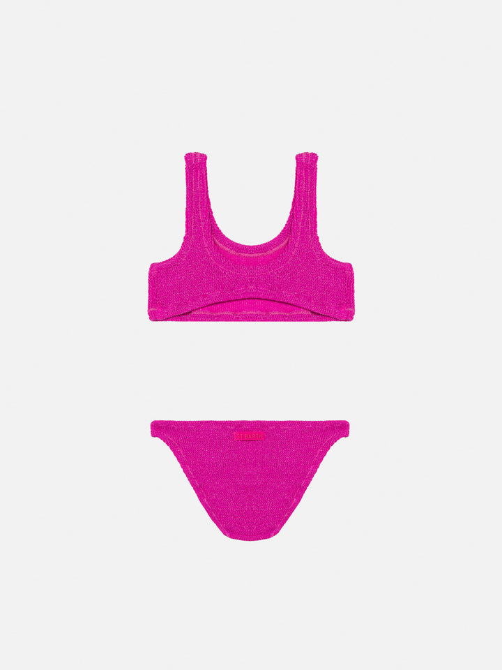 Fuchsia lurex crinkle classic bralette bikini Baker - MC2 Saint Barth