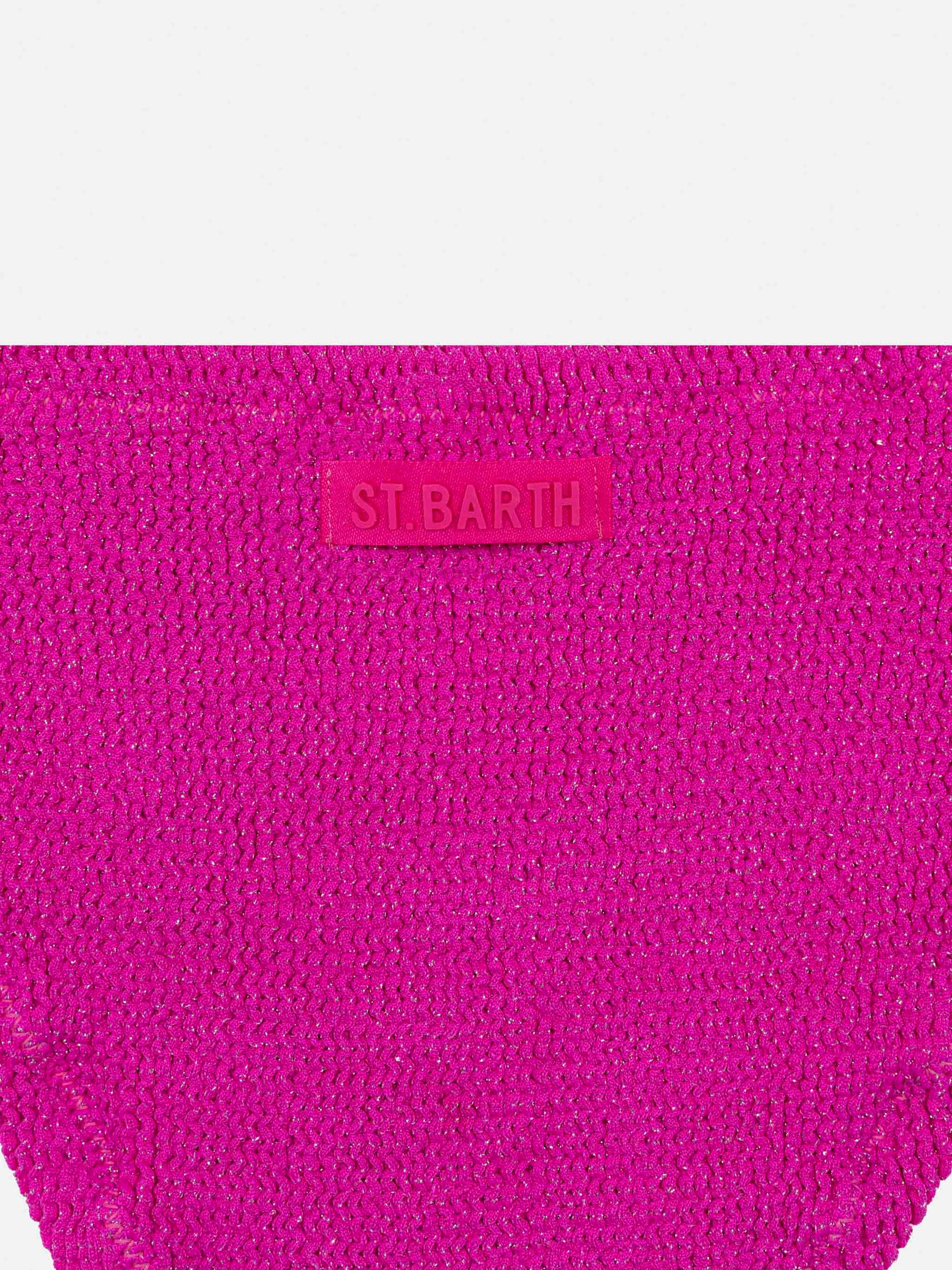 Fuchsia lurex crinkle classic bralette bikini Baker - MC2 Saint Barth