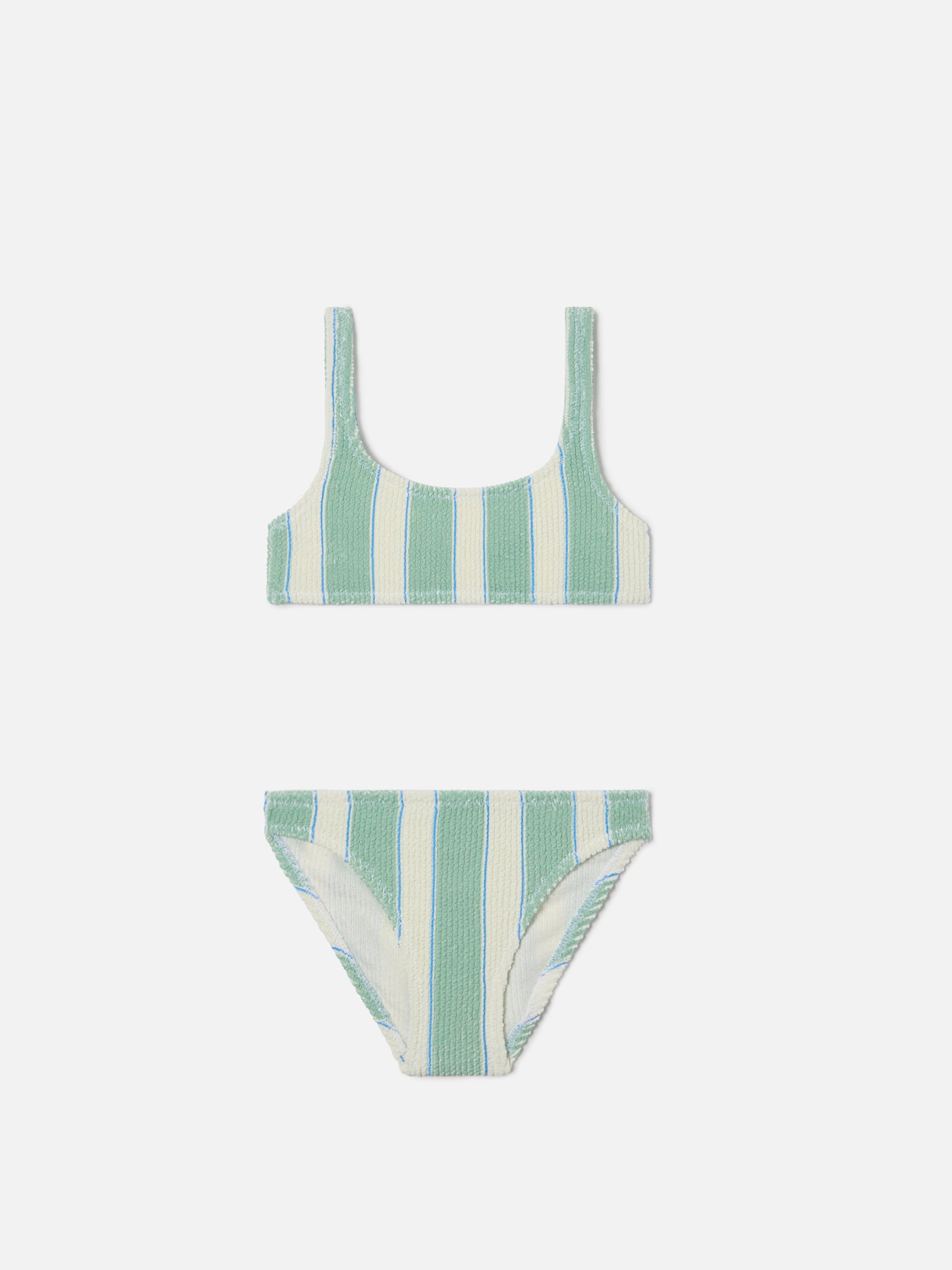 Bikini Baker en tissu crinkle à rayures vertes et crème 