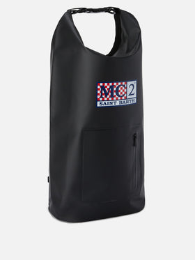 Mochila Aqua backpack en PVC negro de color liso con logo estampado 