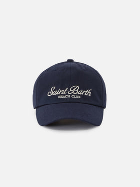 Cappellino Baseball con visiera in cotone blu e logo ricamato