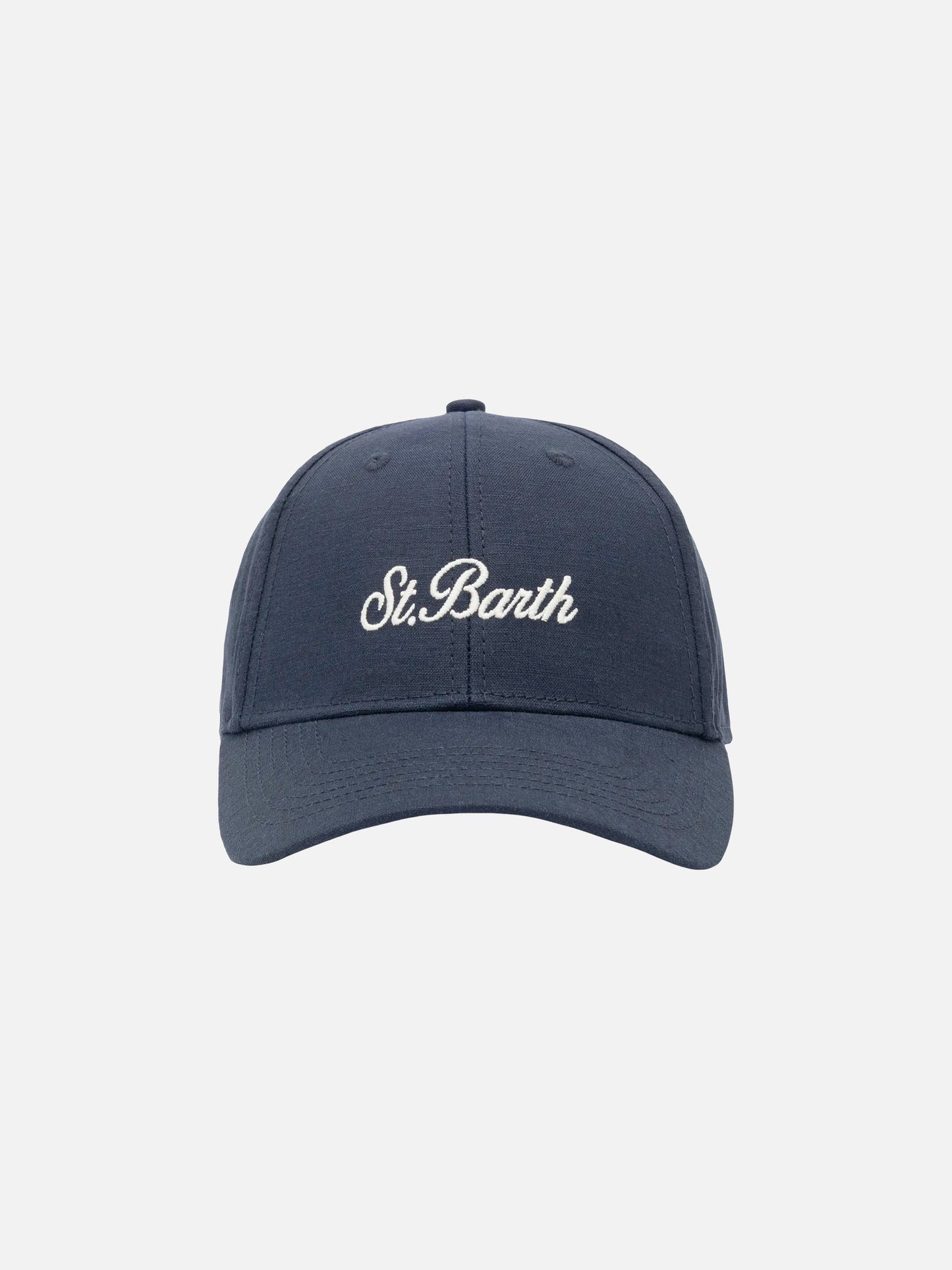 Baseball cap with visor in navy blue linen vintage