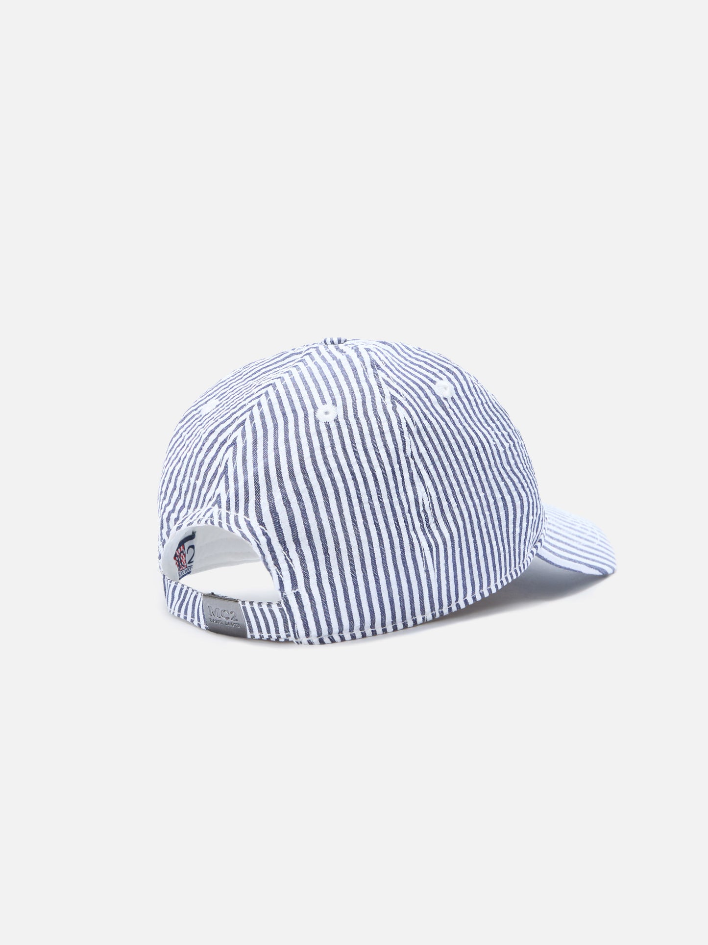Casquette de baseball à visière en seersucker de coton à rayures bleues et blanches 