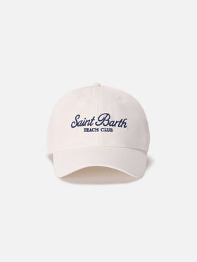 Baseball cap with visor in white cotton with embroidered logo