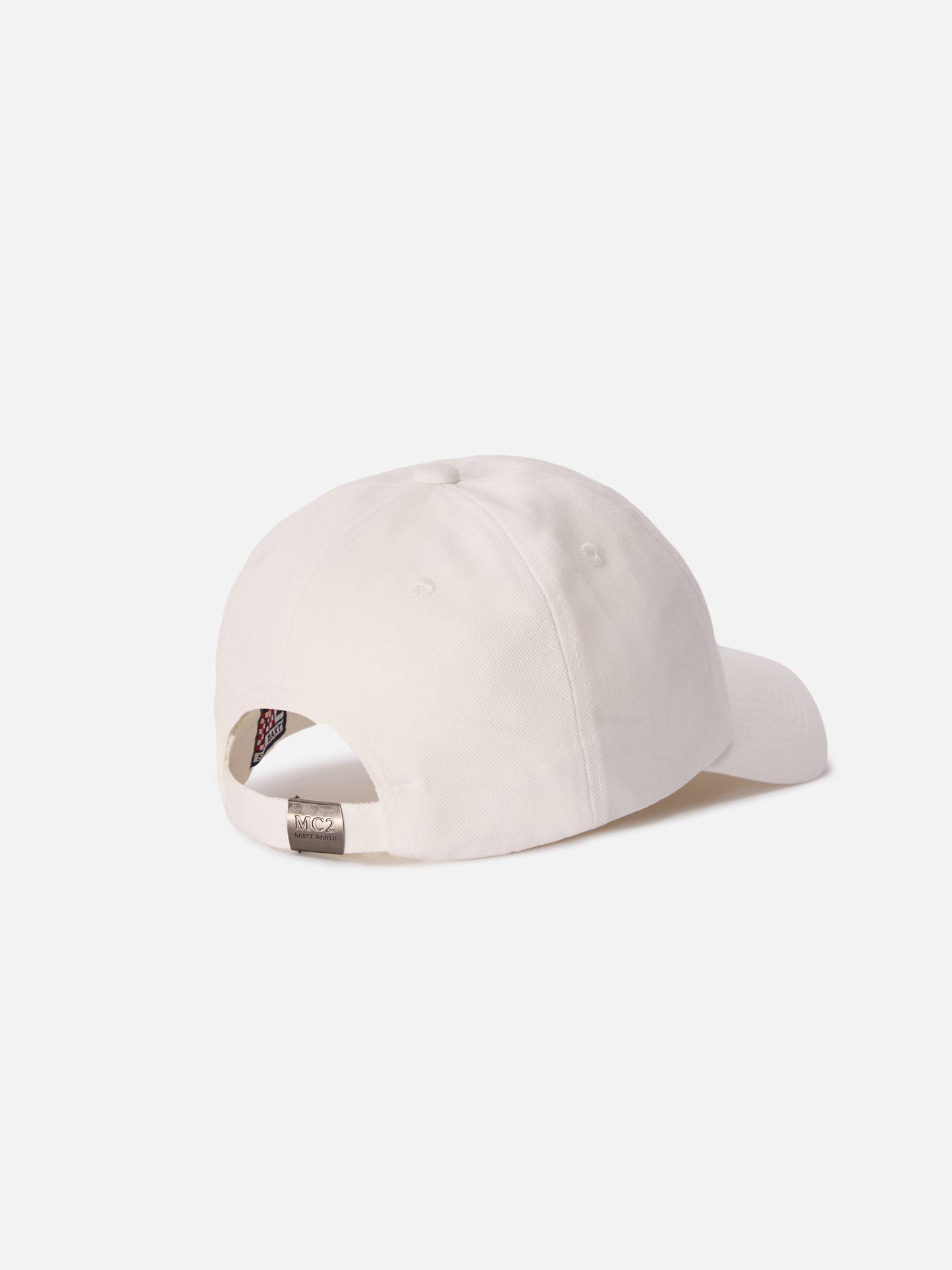 Baseball cap with visor in white cotton with embroidered logo
