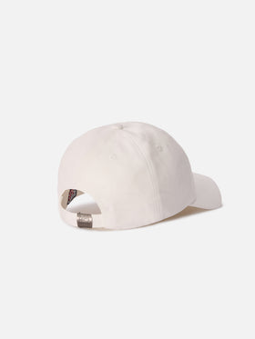 Baseball cap with visor in white cotton with embroidered logo
