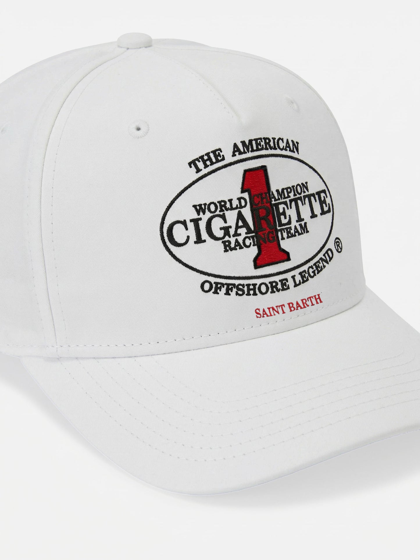 Weiße Baseballkappe mit Schirm und Cigarette-Stickerei | CIGARETTE SPECIAL EDITION 