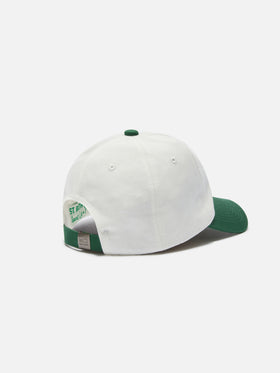 Casquette de baseball à visière en coton blanc et vert avec patch Tennis Team 