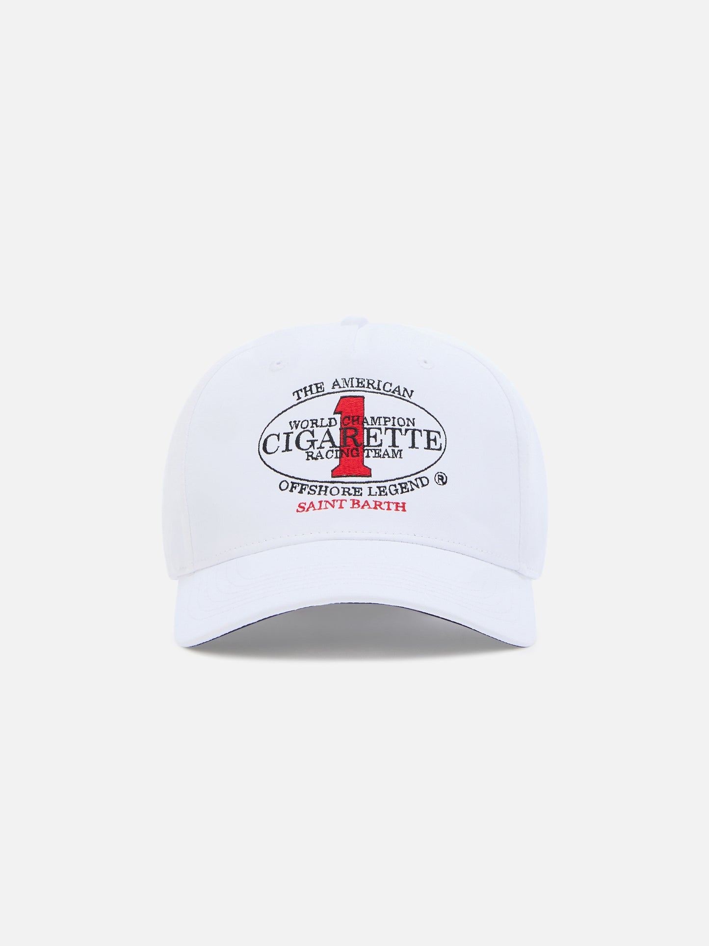 Weiße Baseballkappe mit Schirm und Cigarette-Stickerei | CIGARETTE SPECIAL EDITION 