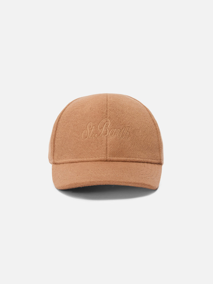 Cappello con visiera Baseball Felt in misto lana cammello