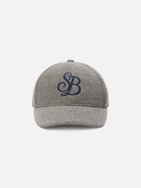Casquette en feutre gris Baseball avec broderie monogramme SB 